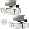 Giliwosy Luci Solari da Giardino, Faretto Led da Esterno Solare con Sensore di Movimento, Luce Solare Led Esterno con Telecomando 4 Modes IP67 Impermeabile, 2 Pezzi
