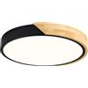 Vikaey Plafoniera LED Soffitto Legno, Moderna Plafoniera led soffitto Nero ，30 CM plafoniere da soffitto In Per Soggiorno Camera Da Corridoio Cucina Letto Bagno Soggiorno Balcone Studio(4000K 24W)