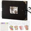 WELHAEPI Album Scrapbooking 80 Pagine, Kit Fai da Te | Album Foto Fai da Te 80 Pagine Nere a Spirale - Kit Scrapbooking con Accessori, Regalo per Anniversario o Compleanno