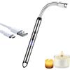 iJiGui Accendino Elettrico, Arco Elettrico Accendino da Cucina Accendigas, Accendini USB Ricaricabile, Collo Lungo Girevole a 360°, Antivento per Candele Gas Cucina Grill Barbecue(Argento)