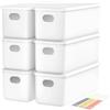 johgee 6 scatole di immagazzinaggio con coperchio, in plastica, con manici, scatole di immagazzinaggio, organizer con adesivi per cucina, camera da letto, armadio, bagno