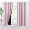 PONY DANCE 100% Tende Oscuranti Termiche Isolanti per Interni Curtains Corte Cameretta Bambini con Anelli Tende per Cucina 2 Pezzi 140x145 CM, Rosa Chiaro