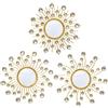 wotieuns Set di 3 specchi decorativi da parete, motivo a raggi di sole, stile boemio, dorato, decorazione in metallo, specchio da appendere, per soggiorno, camera da letto, bagno, 9,25 x 9,25 pollici