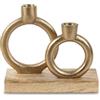 DRW Portacandele in legno e metallo in oro 20 x 18 x 7 cm