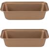Russell Hobbs COMBO-8124 Set of 2 Opulence 28 cm Non-Stick Loaf Tins, Carbon Steel, PFOA Free, Easy Clean Bread Pan, Ideal Baking Pans for Making Bread and Cakes, Stylish Design, Gold