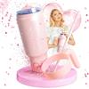 FACKELMANN Paris Hilton - Borraccia in acciaio inox rosa con manico in plastica e cannuccia, 1,1 l, doppia parete isolata, manico rimovibile
