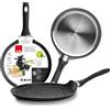 IBILI, Padella da crepes Natura, 28 cm, alluminio, antiaderente stile pietra, adatta per l'induzione.