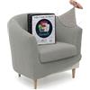 FAVERTI Fodera per poltrona Club con fodera per seduta | Fodera super elastica compatibile con le poltrone IKEA TULLSTA e BAKLA | Modello NOVELE | Grigio chiaro | Tessuto jacquard di qualità al tatto