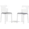 SIEDITI FUORI E DENTRO Sedie in policarbonato con cuscino Aria soft, design moderno, sedie trasparenti, sedie sala da pranzo, sedie cucina o salotto, sedie con cuscino (2 Sedie)