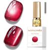 Senvenski Gelatina Vetro Cat Eye Smalto Semipermanente, 15ML Occhi di Gatto Magnetica per Gel Unghie Kit Olografico Glitterato Cristallo Smalti Unghie Salon Home DIY (Rosso, 0.5fl oz)