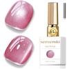 Senvenski Gelatina Vetro Cat Eye Smalto Semipermanente, 15ML Occhi di Gatto Magnetica per Gel Unghie Kit Olografico Glitterato Cristallo Smalti Unghie Salon Home DIY (Rosa, 0.5fl oz)