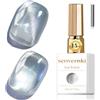 Senvenski Gelatina Vetro Cat Eye Smalto Semipermanente, 15ML Occhi di Gatto Magnetica per Gel Unghie Kit Olografico Glitterato Cristallo Smalti Unghie Salon Home DIY (Argento, 0.5fl oz)