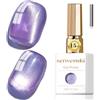 Senvenski Gelatina Vetro Cat Eye Smalto Semipermanente, 15ML Occhi di Gatto Magnetica per Gel Unghie Kit Olografico Glitterato Cristallo Smalti Unghie Salon Home DIY (Viola, 0.5fl oz)