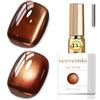 Senvenski Gelatina Vetro Cat Eye Smalto Semipermanente, 15ML Occhi di Gatto Magnetica per Gel Unghie Kit Olografico Glitterato Cristallo Smalti Unghie Salon Home DIY (Marrone scuro, 0.5fl oz)