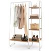 COSTWAY Stand Appendiabiti in Metallo, Porta Abiti Aperto con 4 Ripiani, Scaffale per Indumenti per Ingresso Soggiorno e Camera da Letto, 100x40x150cm (Naturale)