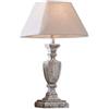 LOBERON® LOBERON® Lampada da tavolo Gorham | Lampada con base in legno lavorata a mano | Paralume di forma angolare | Legno, cotone e lino | Altezza 58,5 cm, bianco/grigio antico