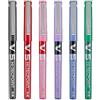 PILOT V5 Hi-Tecpoint - Penna a sfera con punta fine da 0,5 mm, spessore tratto 0,3 mm, confezione da 6, colori: nero, blu, rosso, verde, viola e rosa