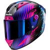SHARK, Casco Moto Integrale AERON EDGY Carbon Blue Chrome DBU, S