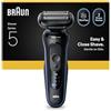 Braun Series 5 - Rasoio elettrico da uomo, con durata della batteria di 50 minuti, senza fili, per uomo, impermeabile, prodotto in Germania, 52-B1000s, colore: Blu