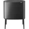 Brabantia Bo Touch Bin 23+11L- Pattumiera da cucina doppio scomparto, Separazione dei rifiuti Soft Touch con secchi interni, Cestino per la raccolta differenziata con piedini regolabili,Confident Grey