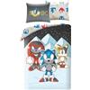 Halantex SONIC AND FRIENDS Tails Shadow - Set Letto Copripiumino 140x200cm con federa 70x90cm - 100% Poliestere Multicolore