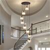 Cainjiazh Lampadari lunghi per soffitti alti, moderna luce a sospensione di cristallo, lampada a goccia lunga, appeso lampadario a filo soffitto per scale, hall, soggiorno, ingresso 8 luci