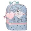 Disney Joumma Bags Minnie American Darling Zaino per bambini, blu e rosa, realizzato in poliestere, spallacci regolabili per un comodo trasporto, vari scomparti, con portachiavi pompon rosa, blu,