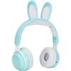 ASHATA Cuffie Bluetooth 5.0 Pieghevoli con Microfono Simpatico Orecchio di Coniglio Cuffie Over-Ear Wireless per Bambini Verdi Adolescenti Adulti, 12 Ore di Ascolto, TF/Aux, 7 Modelli Integrati Luce(Verde)