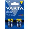 VARTA MICROBATTERY GmbH Varta longlife power aaa ministilo 4 pezzi