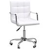 Easycomfort Sedia da Ufficio in pelle PU Bianca con 5 Ruote Girevoli, Imbottitura e Altezza Regolabile, 52.5x54x84-99cm