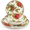 H&H Holly Jolly Servizio Tavola, 18 Piatti, in Stoneware, Natale, Festività