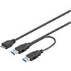 Goobay 95746 Cavo USB 3.0 Dual Power SuperSpeed, Nero, 3 x Numero di Schermature, 0.30m Lunghezza del Cavo