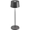 Zafferano Olivia Lampada LED Dimmerabile da Tavolo, Protezione IP65, Uso Interno/Esterno, Caricatore Micro USB, H35,5cm, Plug EU-Grigio Scuro 2.2 W