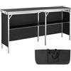 VEVOR Bancone fieristico portatile, 1980 x 385 x 880 m Stand fieristico Bancone espositivo, Bancone pieghevole per tavolo da bar, Reception con ripiano, Borsa per il trasporto, Nero