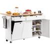 VEVOR Carrello da Cucina, Largo 153 cm, con Ruote, Piano Superiore Pieghevole, 2 Mobiletto, Mobiletto Portaoggetti, Portacoltelli, Porta Spezie e Portasciugamani, Tavolo per Sala da Pranzo