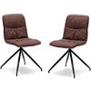 STONES HOME FURNITURE, Set 2 Sedie Imbottite in Microfibra Effetto Velluto con Gambe in Metallo, Sedie Sala da Pranzo e Ufficio, Multiuso, Modello Alba, Colore Marrone, 43 x 38 x 87 cm