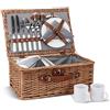ZORMY Set cesto da picnic in vimini per 2 persone con borsa termica, cesto da picnic con tazze, posate, bicchieri da vino, piatti e tovaglioli