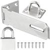 Litensh Serrature per porte in acciaio inossidabile con lucchetto, chiusura di sicurezza, chiusura di sicurezza, extra spessa, per cancello e capannone, per camera da letto, garage, finestra (argento,