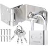 Litensh Serrature per porte in acciaio inox con lucchetto, chiusura di sicurezza Packlock, chiusura di sicurezza, extra spessa, per cancello e capannone, per camera da letto, garage, finestra