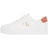 Calvin Klein Donna Sneakers Vulcanizzate Bold Profilo Basso, Multicolore (Bright White/Tuscany), 39