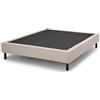 SEADA, Letto Una Piazza e Mezza Imbottito in Tessuto Sfoderabile e Lavabile, Base Letto con Doghe in Legno, Modello Sommier, Colore Beige, Made in Italy, 120 x 195 cm