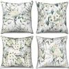 Hnmdmyi Copricuscino Verde Salvia 50x50 Set di 4, Hnmdmyi Acquerello Fiori e Foglie Pianta Botanica Copricuscino Decorativo Lino Quadrato Copricuscino per Divano Divano Letto Giardino Esterno Casa Arredamento