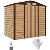 Outsunny Casetta da Giardino in Acciaio con Prese d'Aria e Catenaccio, 1.9x1.3m, Colore Quercia|Aosom