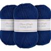 Utopia Crafts Super Aran - Filato per lavoro a maglia e uncinetto, 3 pezzi, 100 g (indaco crepuscolo)