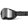 100% Occhiali da motocross 100% STRATA 2 Nuovo nero (plexi argento),