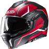 HJC Casco da moto HJC i100 Lorix MC1SF nero e rosso flip-up, XS