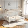 H.J WeDoo Letto a Castello a 3 Posti con Barriera Sponda Anticaduta e Scaletta Letto per Cameretta 200 x 140/90 cm in Metallo - Bianco