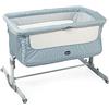 Chicco Next2Me Dream, Culla Neonato Fianco Letto, Culla Co-Sleeping, Lettino con Materasso, Spondina Apribile, Altezza Regolabile, 4 Ruote e Borsa da Viaggio, 0-6 Mesi, 9 Kg, Azzurro chiaro