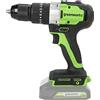 GreenWorks,Trapano avvitatore a batteria Greenworks GD24DD60, Li-Ion 24V 60 Nm coppia 1700 giri/min diametro albero 1/2 potente motore brushless senza batteria e caricabatterie