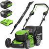 Greenworks 2x24V Tagliaerba Semovente a Batteria, Ampiezza di taglio 46cm, CON Due Batterie 4Ah e Caricabatterie Doppio GD24X2LM46SPK4X + Greenworks Tools lama di ricambio da 46 cm